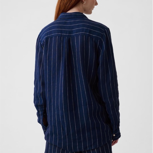 GAP |100% LINEN PINSTRIPE SHIRT 💙🤍💫 - Picture 2 of 5